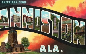 Vintage Postcard Famous Landmark Places Greetings From Anniston Alabama AL