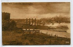 Saw Mill Lumber Logging Centralia Washington 1915 postcard