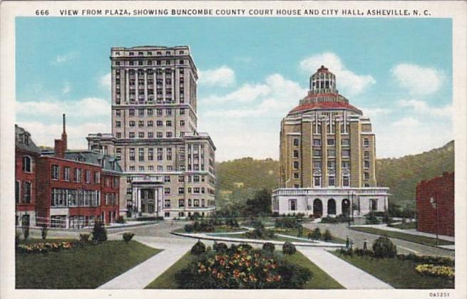 North Carolina Asheville View From Plaza Showing Buncombe County Court House ...