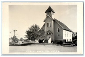 c1940's Catholic Church Highmore South Dakota SD RPPC Photo Vintage Postcard