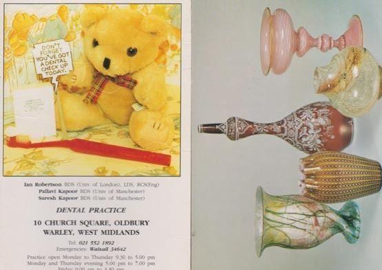 Warley Dentist West Midlands Teddy Bear Advertising Glass Bottle 2x Postcard