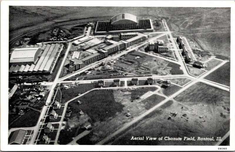 Postcard Aerial View of Chanute Field in Rantoul, Illinois