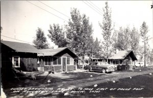 RPPC Sunset Bay Cabins on Houghton Lake MI c1955 Vintage Postcard M41
