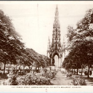 c1910s Edinburgh Scotland RPPC Postcard Scott Monument Princes Street Gardens