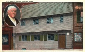 Boston Massachusetts, Paul Revere House Home Tichnor Bros Pub. Vintage Postcard