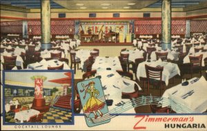 New York City Zimmermans's Hungaria Restaurant Interior 46th St. Linen PC