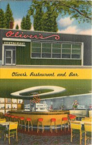 1940s Buffalo New York Oliver's Restaurant Bar occupation Postcard 25-9673