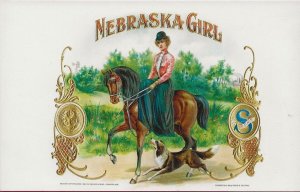 H-018 - Nebraska Girl Handmade Antique Cigar Box Label Postcard