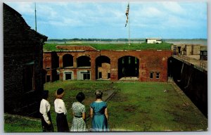 Vtg Delaware City DE Old Fort Pea Patch Island Parade Ground Casemates Postcard