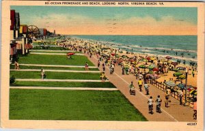 Postcard BEACH SCENE Virginia Beach Virginia VA AM1070