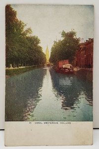 Canal Amsterdam Holland 1909 Postcard