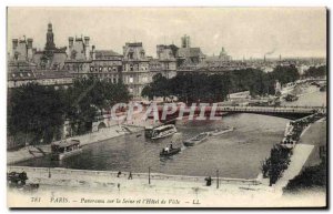 Old Postcard Paris Panorama of the Seine and the Hotel de Ville