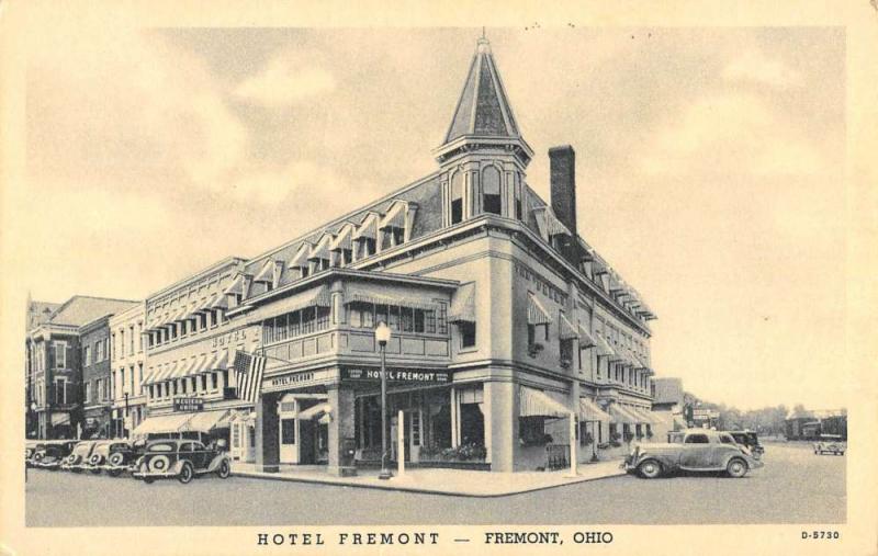 Fremont Ohio Hotel Street View Antique Postcard K43856