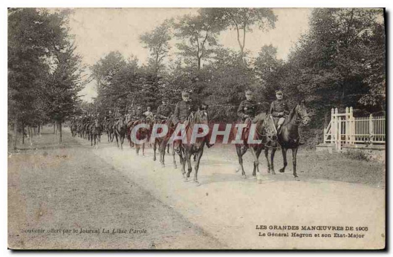 Old Postcard Army Major maneuvers 1905 Hagron General and General Staff