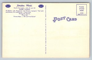 Floridian Motel   Jasper  Florida  Postcard