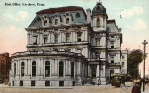 Vintage Postcard 1915 Post Office Building Landmark Hartford Connecticut CT