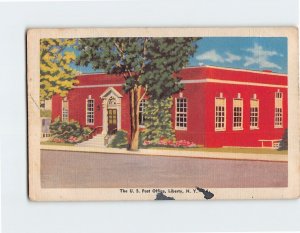 Postcard The  U. S. Post Office, Liberty, New York
