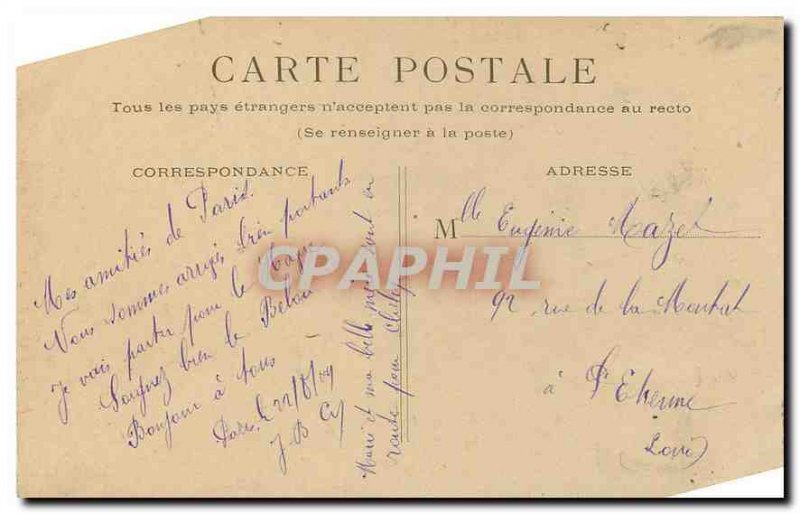 Old Postcard Paris Pantheon