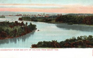 Vintage Postcard Connecticut River and City of Holyoke From Mountain Island CT