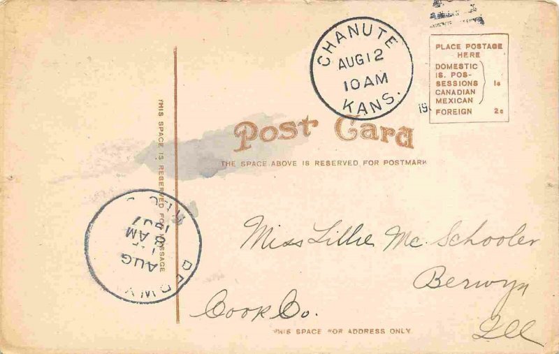 Carnegie Library Chanute Kansas 1907 postcard