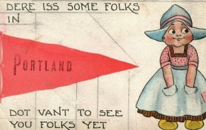 Circa 1910 Cute Dutch Holland Girl Dialect Portland, OR Flag Postcard P16