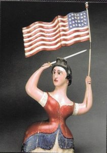 US #UX394 unused Old Glory Pre-stamped Card. Carving of woman w flag & sword.