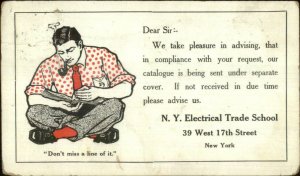 New York City NY Electrical Trade School West 17th St. 1908 Used Postcard