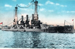 WWI USS Kansas Battleship Navy Ship Postcard