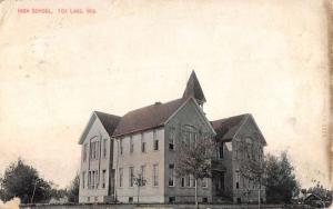 Fox Lake Wisconsin High School Street View Antique Postcard K100233