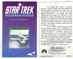 Star Trek, Starship Enterprise, Hologram Sticker, 1991, LIve Long and Prosper