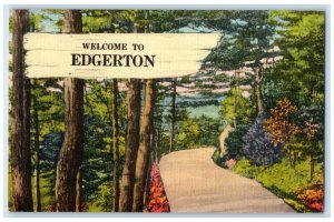 1951 Welcome Edgerton Trees Field Rockford Illinois IL Vintage Antique Postcard