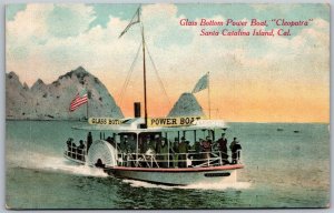 Vtg Santa Catalina Island CA Glass Bottem Power Boat Cleopatra 1910s Postcard