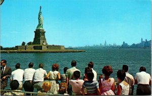 Statue Liberty Island Upper New York Bay Circle Line Statue Ferry Boat Postcard 