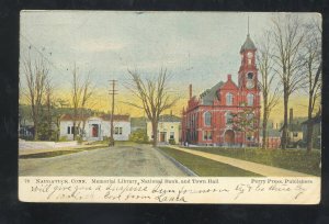 naugatuck connecticut library national bank town hall 1907 vintage postcard