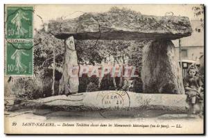 Old Postcard Dolmen Menhir Saint Nazaire Dolme trilittre Child