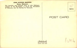 Dover DE John Dickinson Mansion Postcard unused (16416)