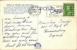 Linen View - Bureau of Printing and Engraving - Washington, DC POSTCARD AIRMAIL