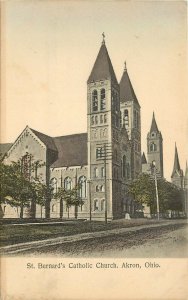 Vintage Postcard; Akron OH St, Bernard's Catholic Church, Posted 1909