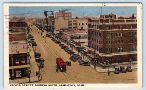 Second Avenue looking South SASKATOON Saskatchewan CANADA Linen 1940 Postcard