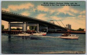 Vtg Miami Florida FL Bakers Haulover Bridge Kenilworth Sea View Hotels Postcard