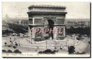 Old Postcard Paris Arc de Triomphe