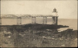 Ram Island Lighthouse Boothbay Harbor SCARCE Unidentied Real Photo Postcard