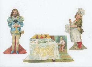 1880's-90's Victorian Lion Coffee Paper Toys Dolls Lot Of 3 #2 *BE