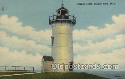 Nobska light, woods hole, Mass, USA USA Lighthouse Unused crease right top ed...