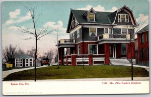 Kansas City Missouri c1910 Postcard Mrs. Alice Knights Residence