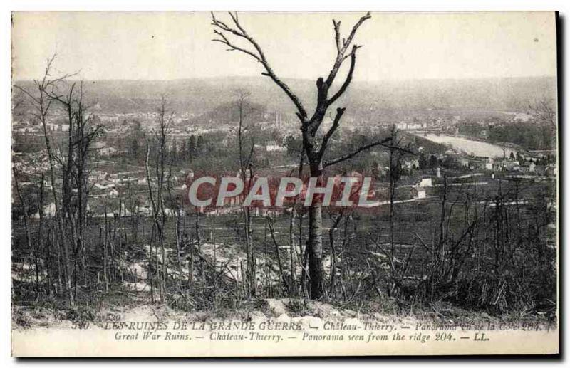 Postcard Ancient Ruins Of The Great War Chateau Thierry Panorama seen from th...