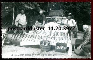 h84 - LAC DU CERF Quebec 1953 Fishing Camp. Big Catch. Real Photo Postcard