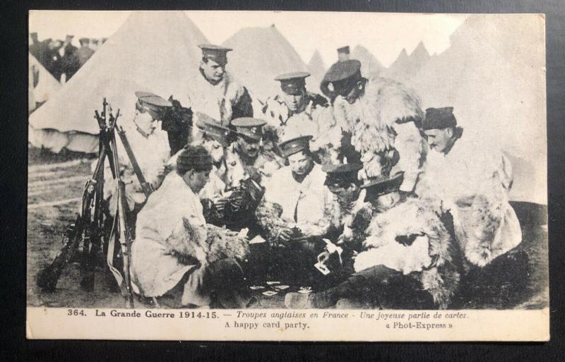 Mint France Postcard RPPC WWI English Troops A Happy Card Party