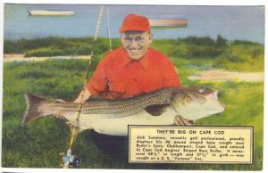 Chathamport Cape Cod MA Jack Summers Golf Pro Fishing Advertising Linen Postcard