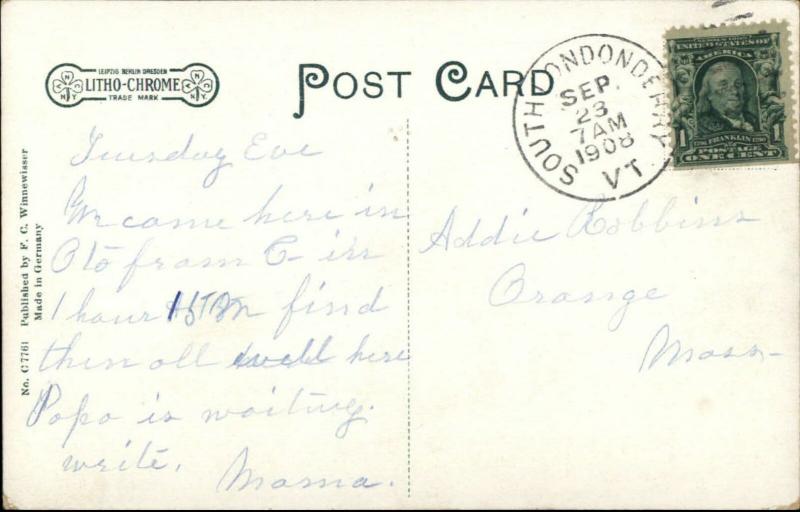 Bellows Falls VT Basin Farm 1908 Used Postcard